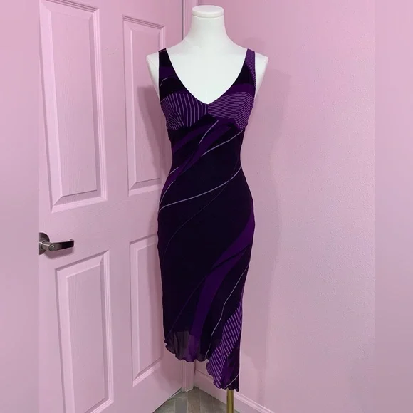 VTG Arden B Asymmetrical Purple Dress with Abstract Print - XS - Picture 1 of 10